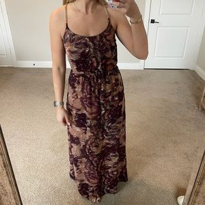 Mauve and Plum Patterned Maxi Dress